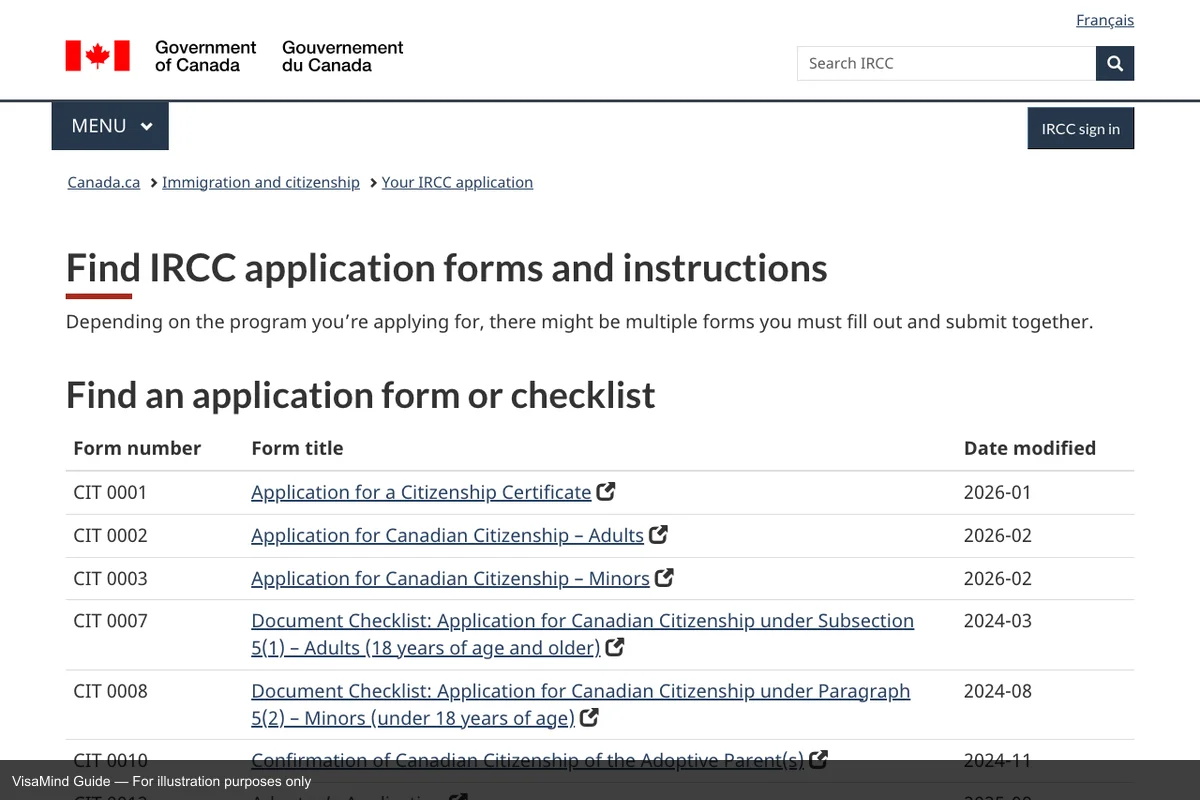 First page of IMM 5551 form