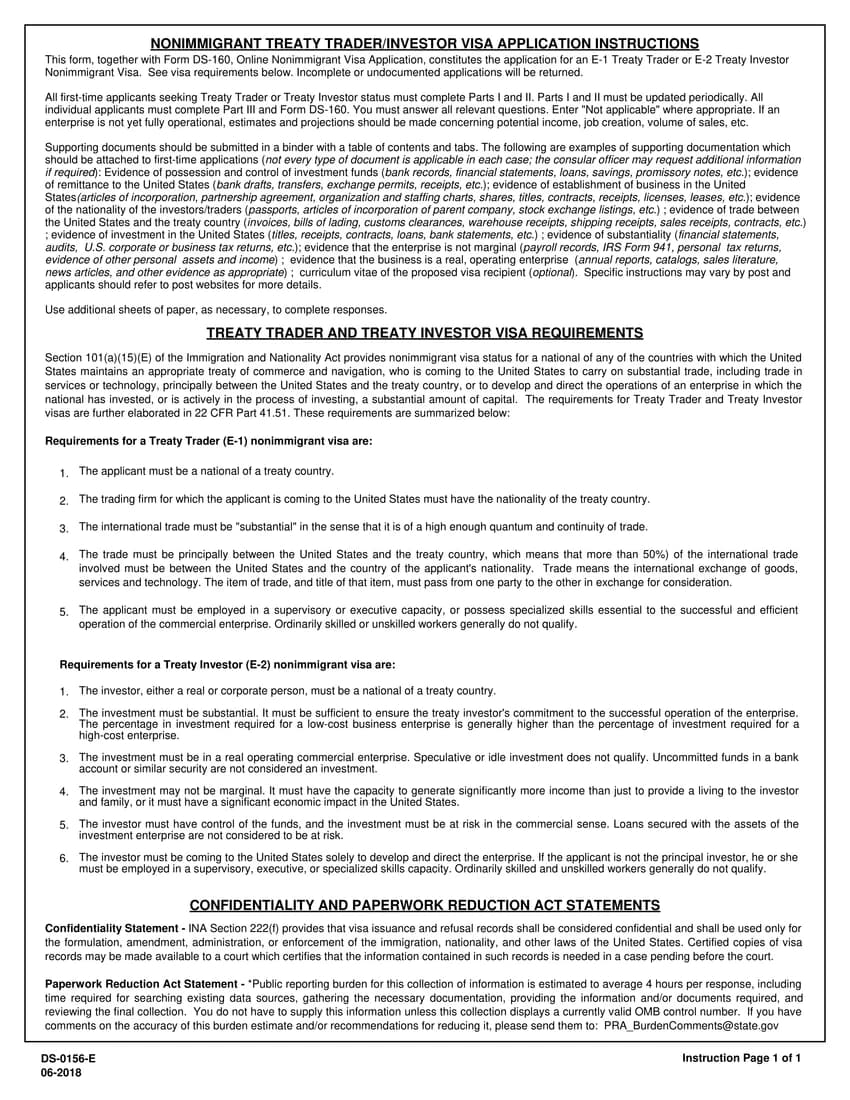 First page of DS-156E form